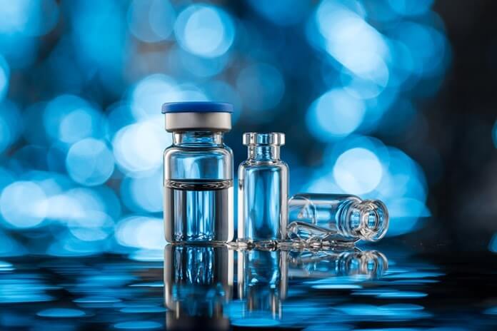 Vials with broken glass on Bokeh Background