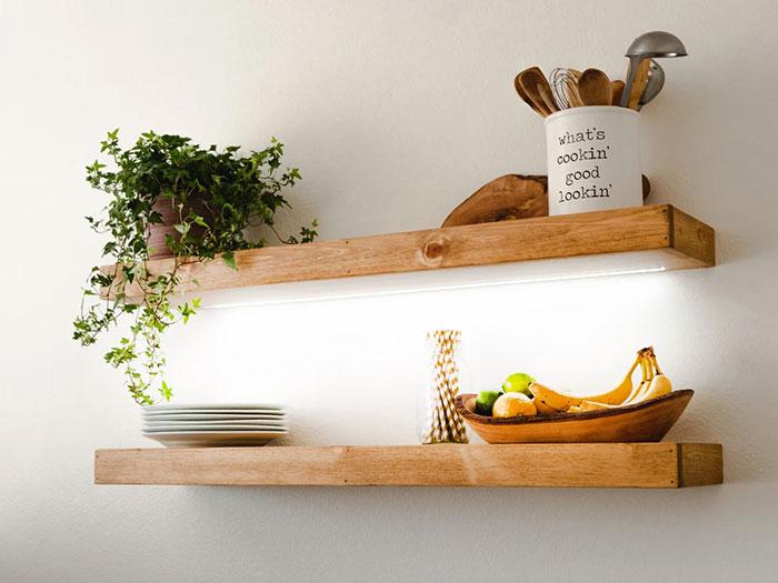 open shelf with lighting