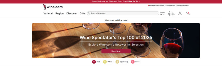 Скриншот Wine.com
