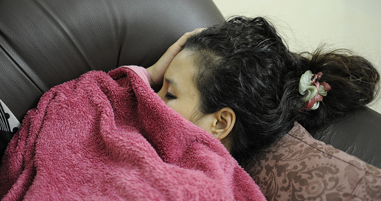 The girl sleeps with wet hair Girl sleeping with wet hair